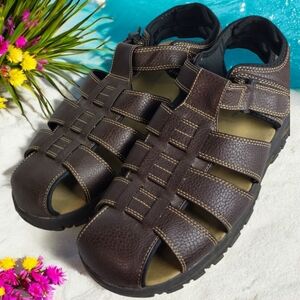 Savannah Harbor Leather Sandals Men's Size 13  Summer Style Adjustable Cushion